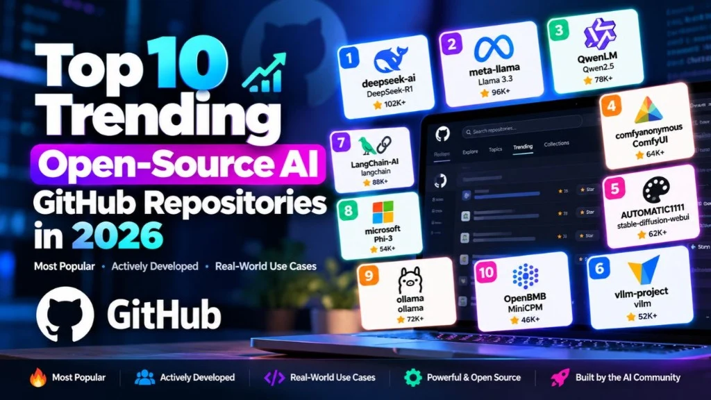 2026 के टॉप 10 ओपन-सोर्स AI GitHub रिपॉजिटरीज़